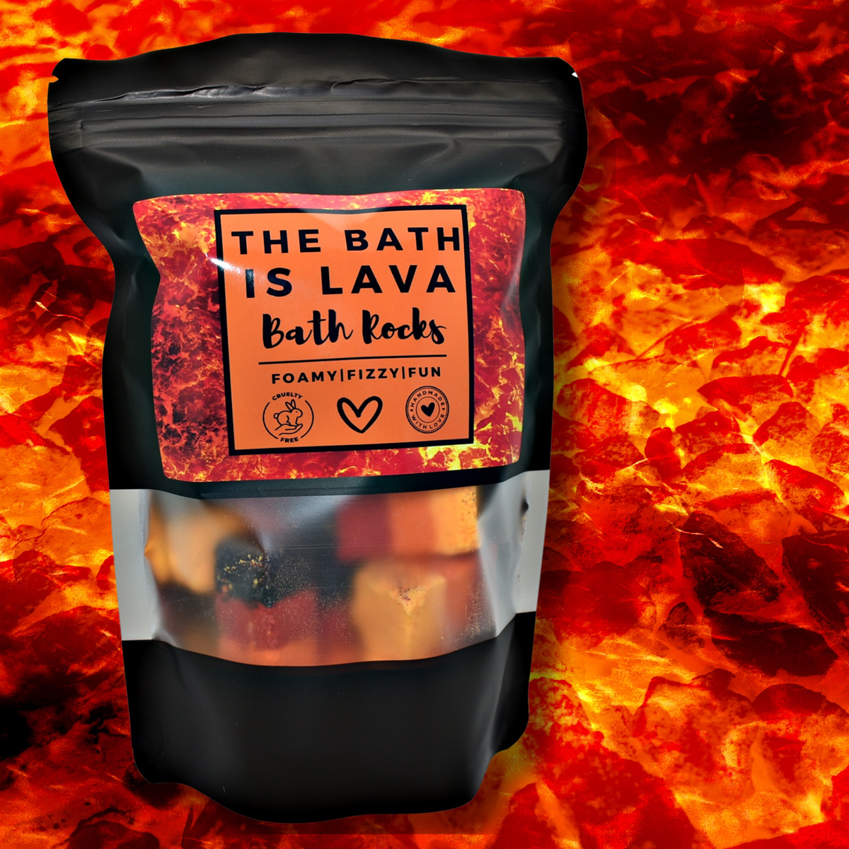 The bath is LAVA Bath Rocks ( x 4 )